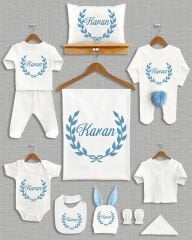 Mavi Çelenk Tasarımı Ponponlu Tavşan Kulaklı 11'li Organik Hastane Çıkışı