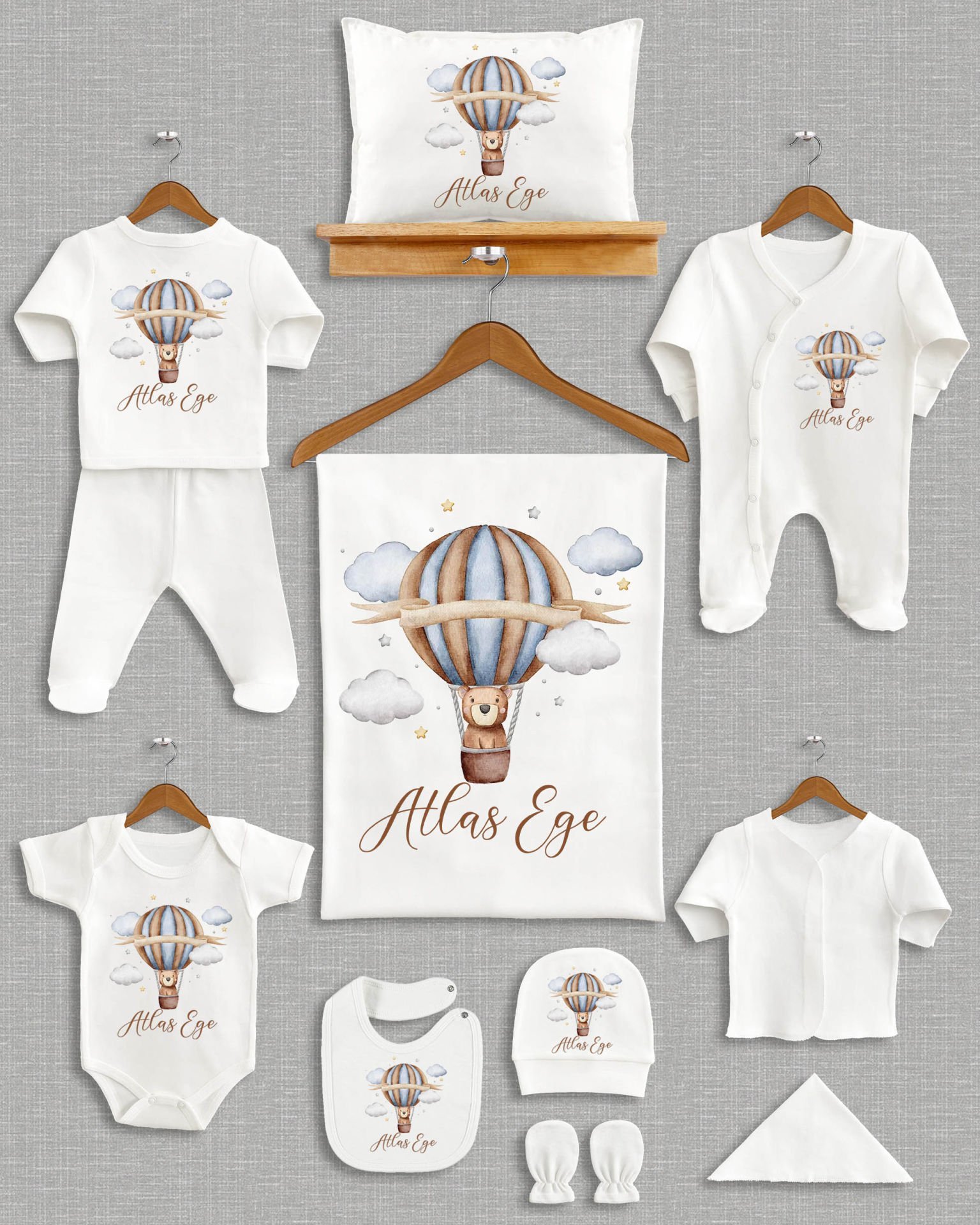 Uçan Balon Tasarımı 11'li Organik İsme Özel Hastane Çıkışı