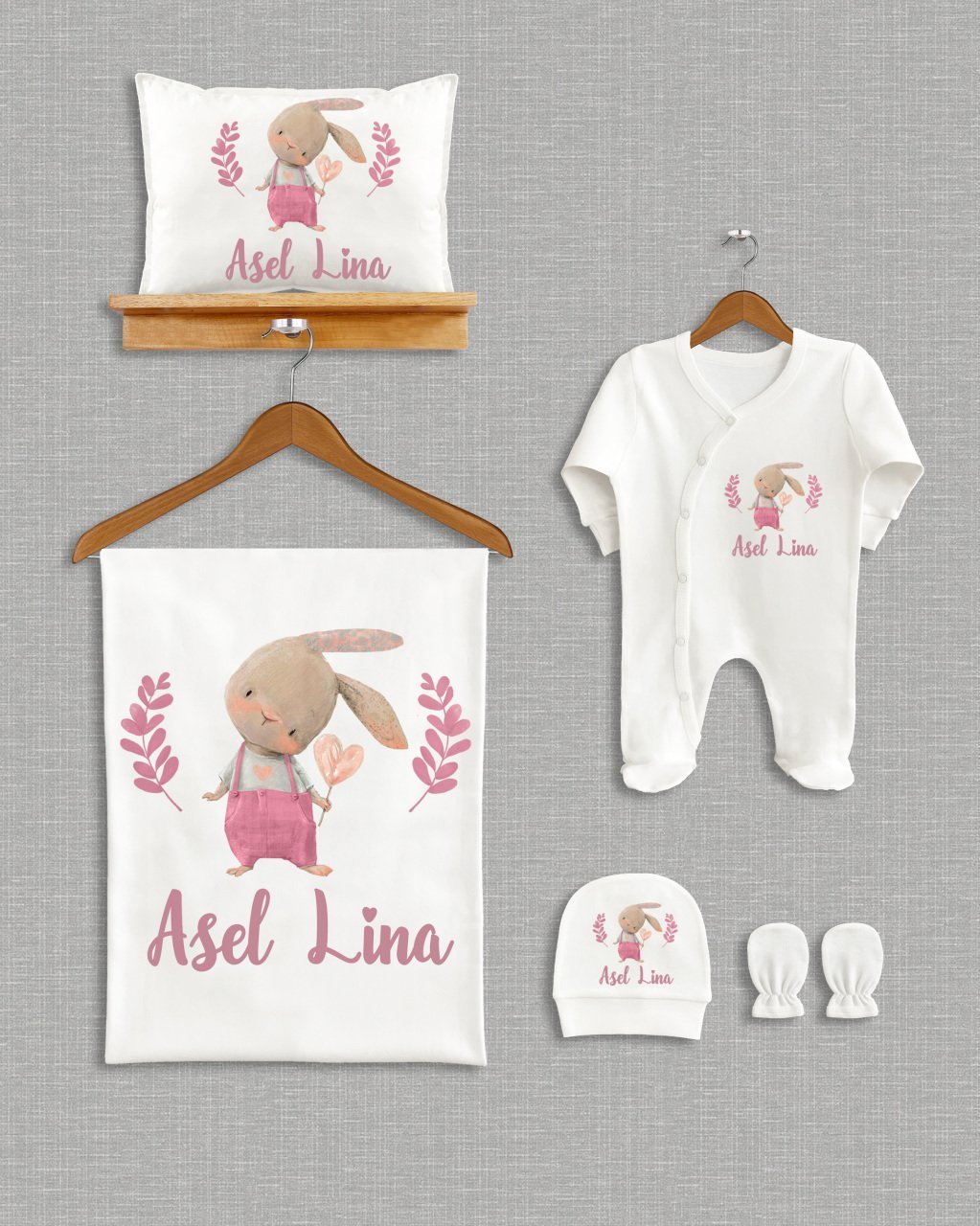 Sevimli Tavşan Tasarımı  5'li Organik Hastane Çıkışı