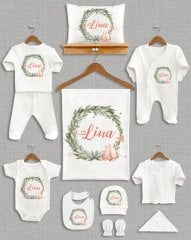 Yeşil Yapraklı Kuş Temalı 11'li Organik  Hastane Çıkışı