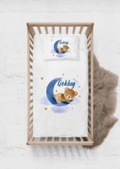 Ay Üstünde Sevimli Ayıcık Tasarımı Nevresim Takımı