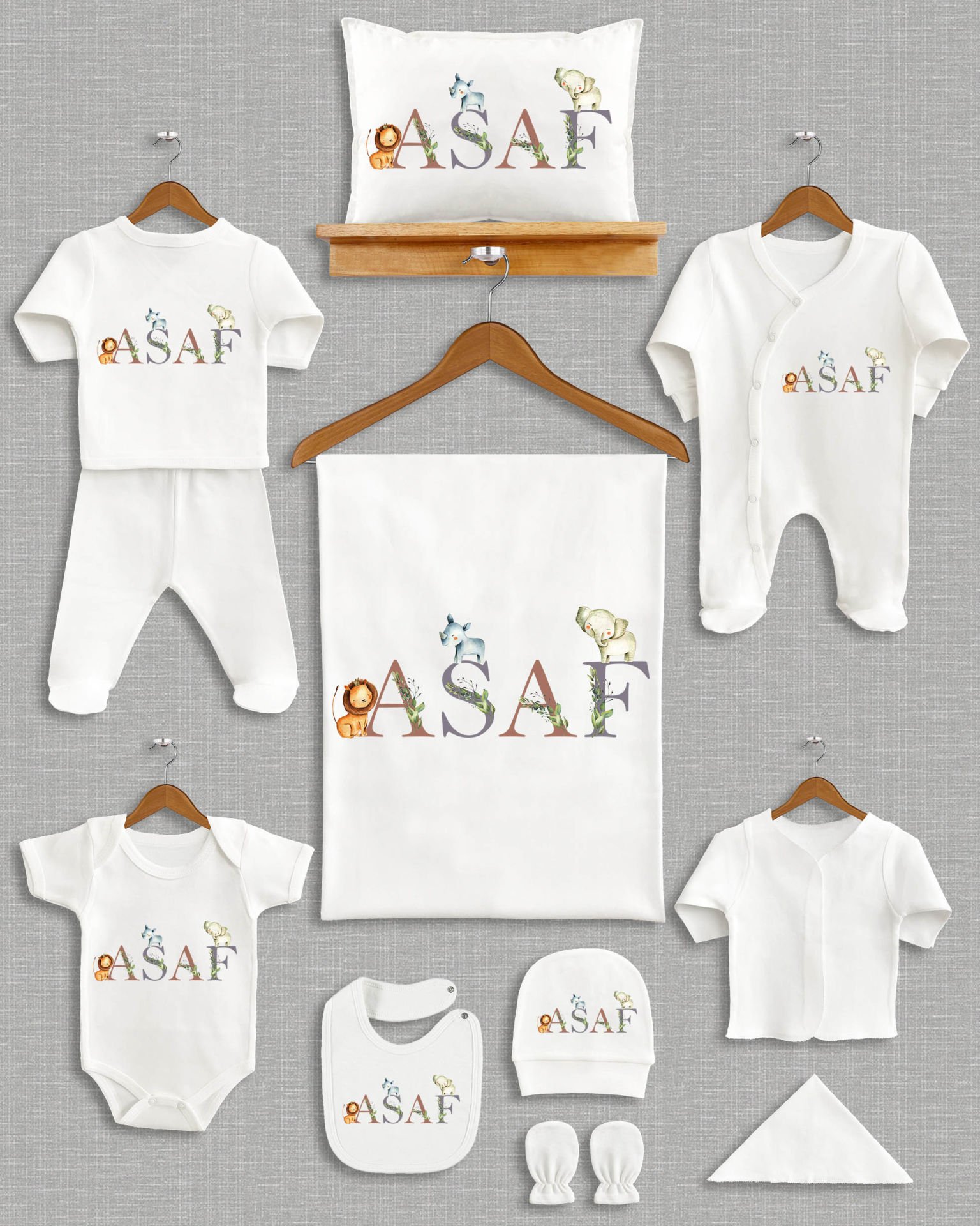 Hayvan Temalı İsim Tasarımı 11'li Organik  Hastane Çıkışı