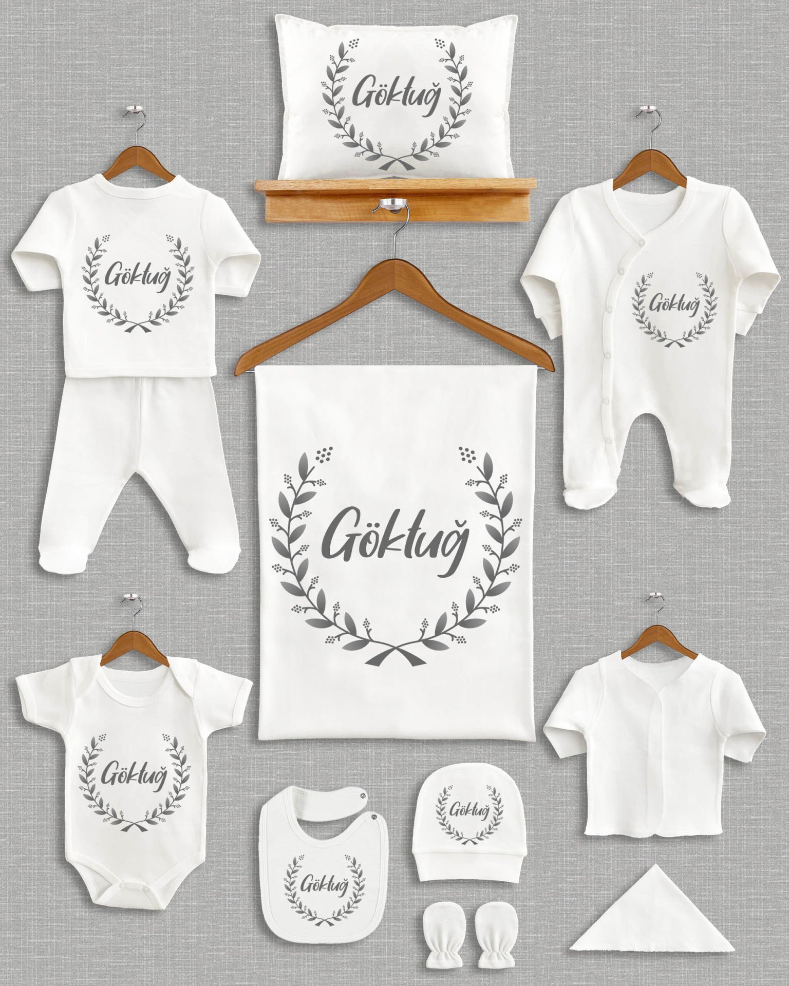 Çelenk Tasarımı 11'li Organik İsme Özel Hastane Çıkışı