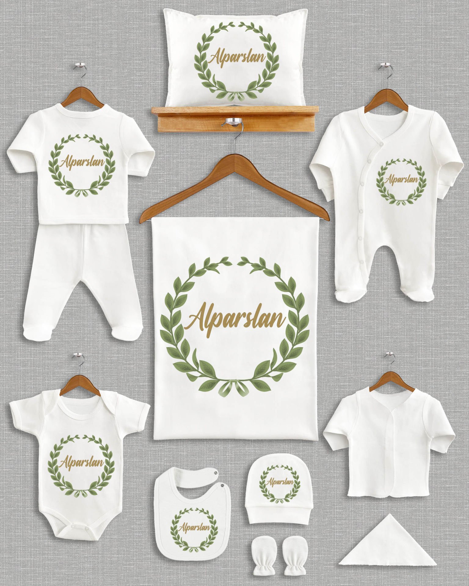 Çelenk Tasarımı 11'li Organik İsme Özel Hastane Çıkışı