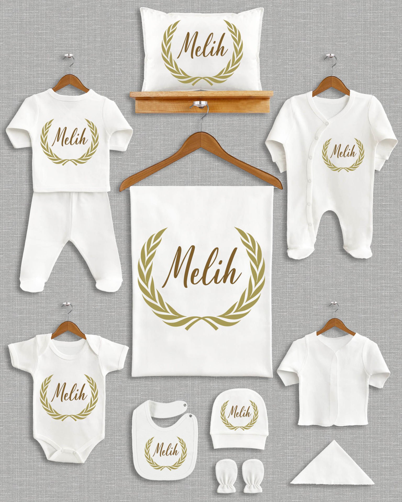 Çelenk Tasarımı 11'li Organik İsme Özel Hastane Çıkışı