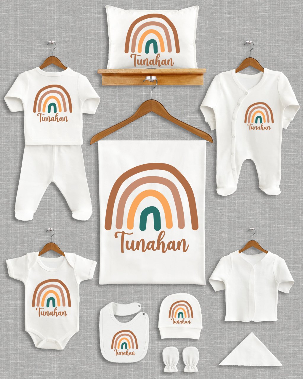 Renkli Gökkuşağı Tasarımı 11'li Organik  Hastane Çıkışı