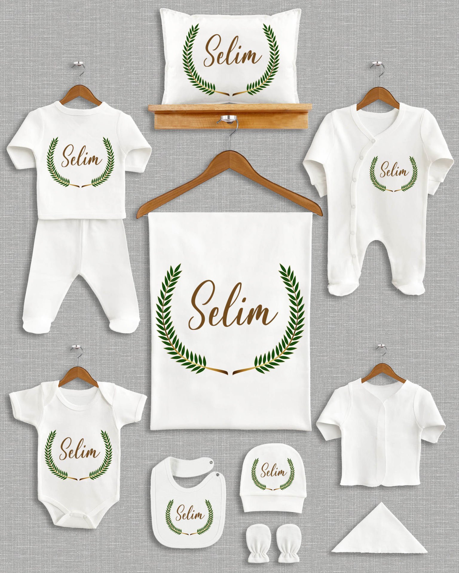 Çelenk Tasarımı 11'li Organik İsme Özel Hastane Çıkışı