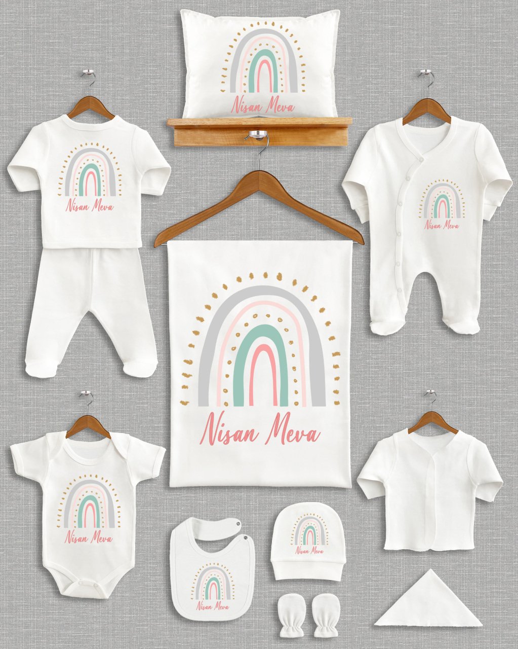 Soft Gökkuşağı Tasarımı 11'li Organik  Hastane Çıkışı