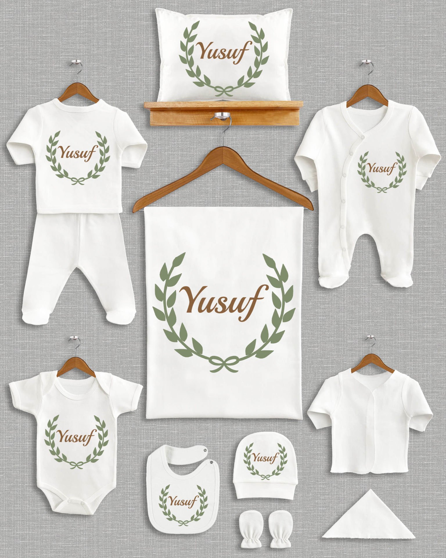 Çelenk Tasarımı 11'li Organik İsme Özel Hastane Çıkışı