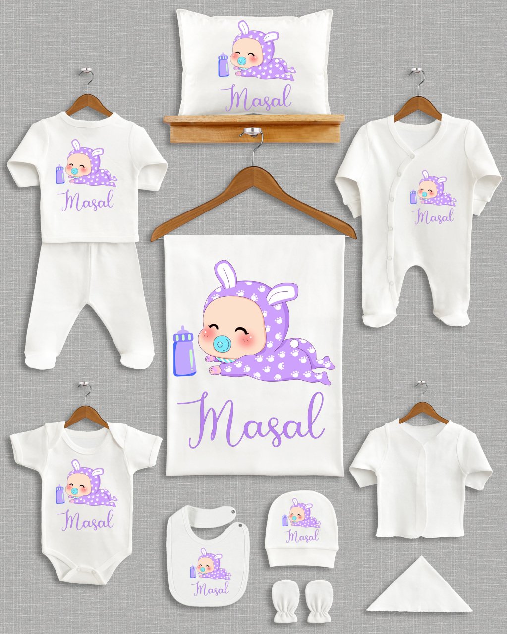 Sevimli Bebek Tasarımı 11'li Organik  Hastane Çıkışı