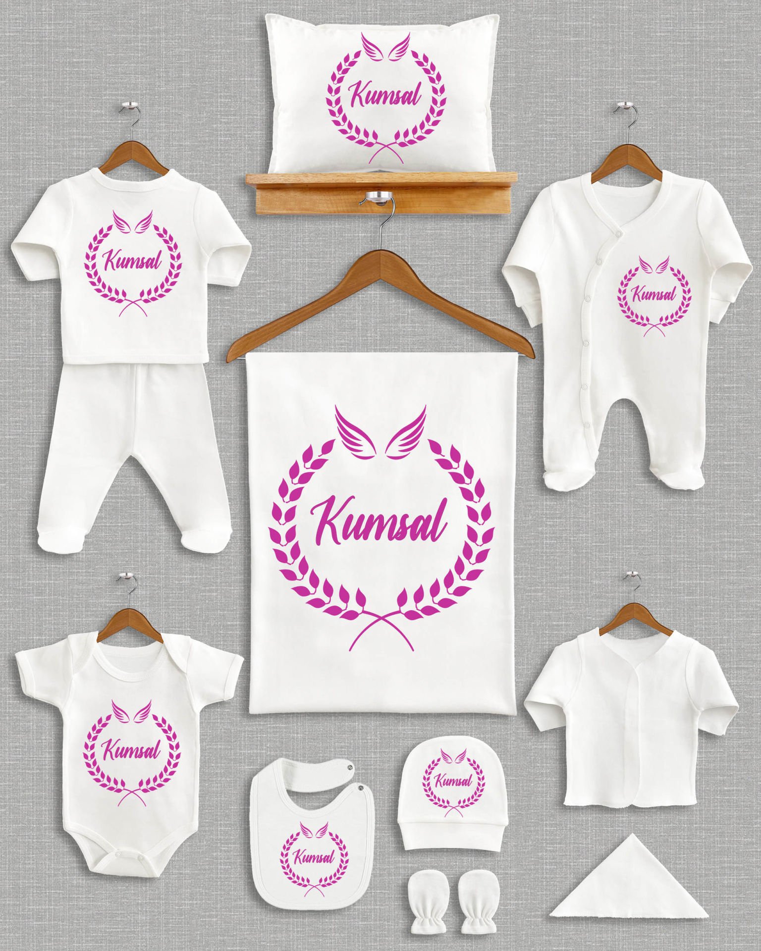 Çelenk Tasarımı 11'li Organik İsme Özel Hastane Çıkışı