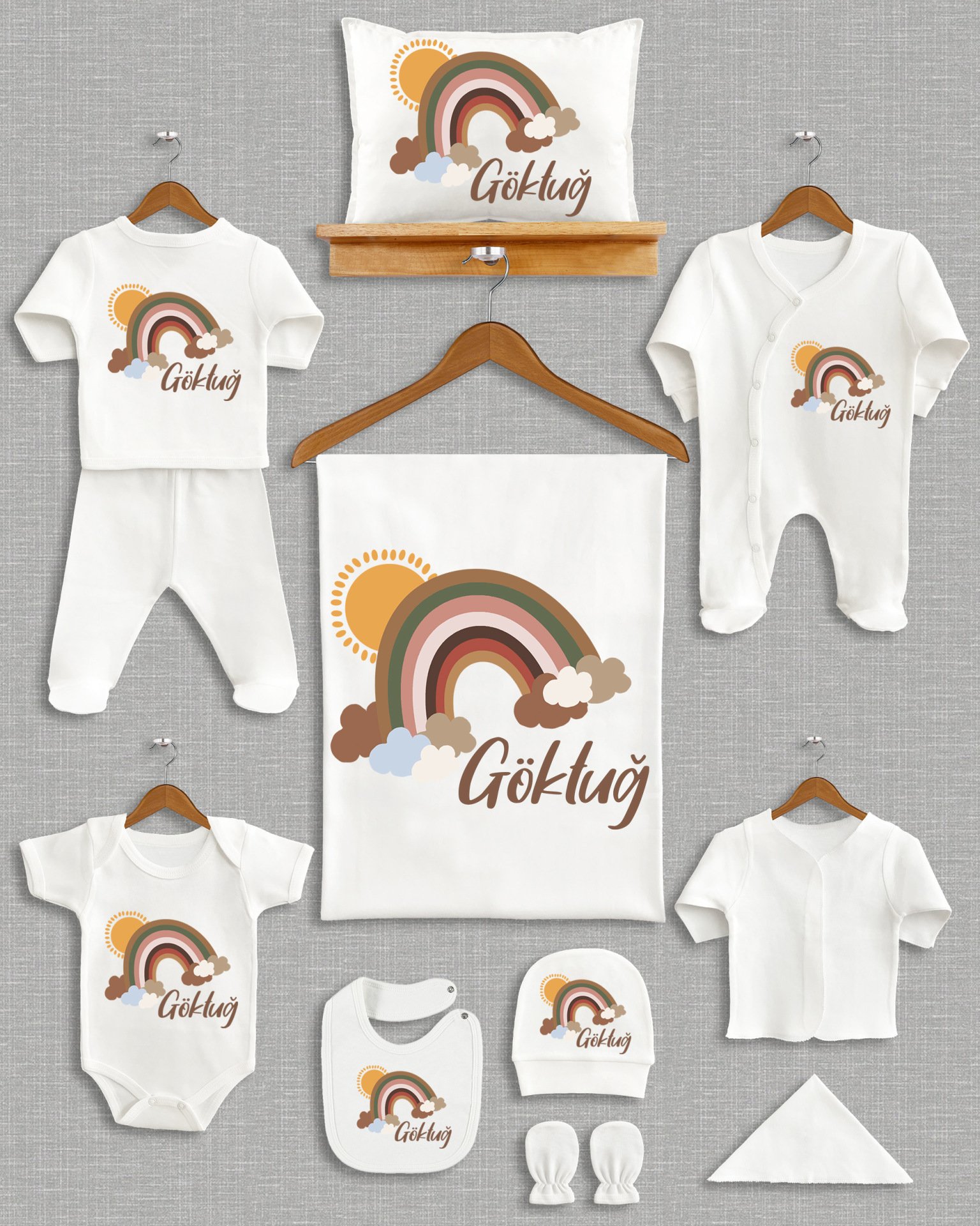 Güneşli Gökkuşağı Tasarımı 11'li Organik  Hastane Çıkışı