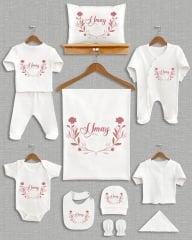 Çiçekli Çelenk Tasarımı 11'li Organik İsme Özel Hastane Çıkışı