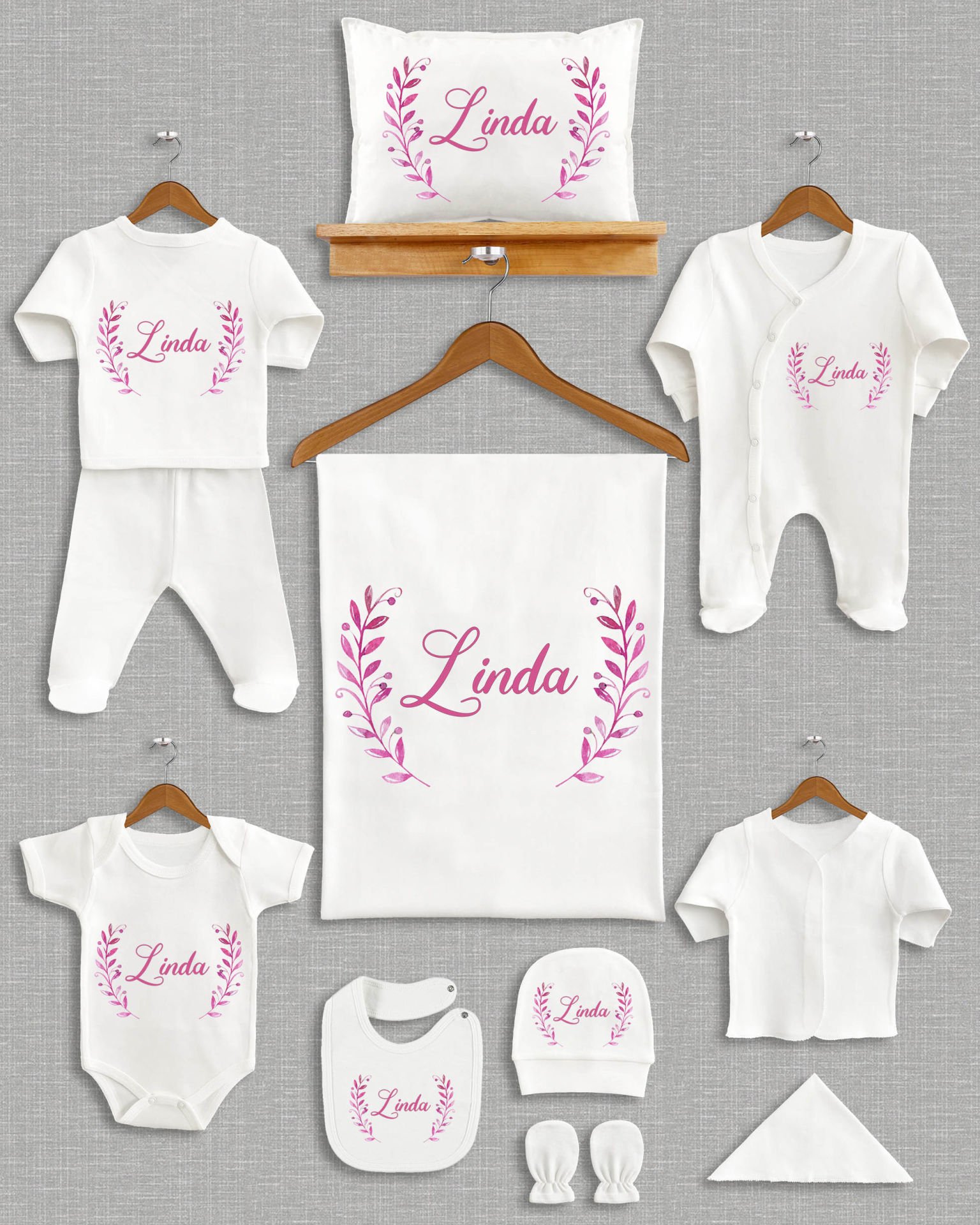 Çelenk Tasarımı 11'li Organik İsme Özel Hastane Çıkışı