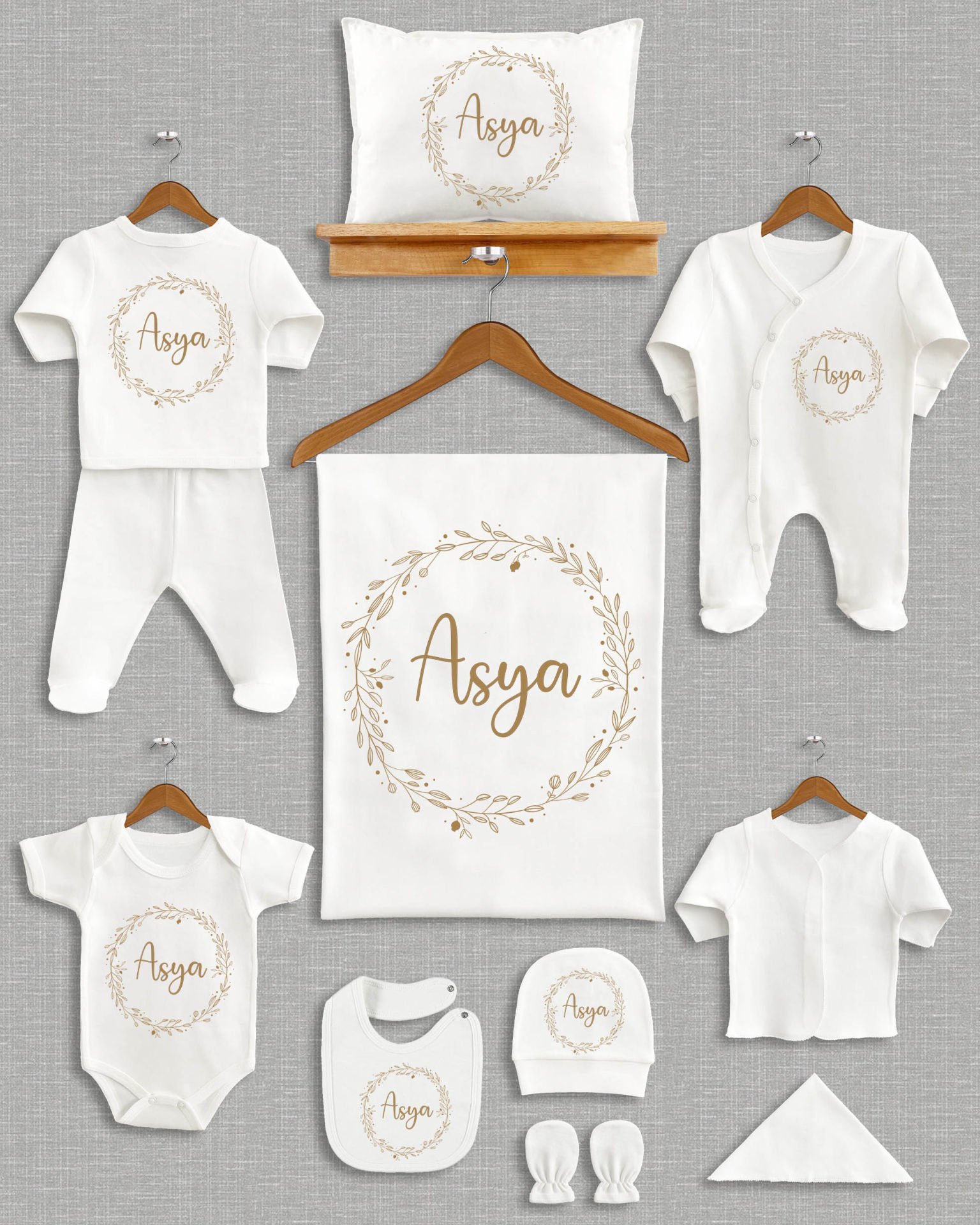 Çelenk Tasarımı 11'li Organik İsme Özel Hastane Çıkışı