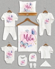 Renkli Kelebekli Tasarım 11'li Organik  Hastane Çıkışı