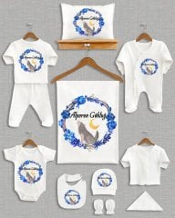 Mavi Çelenkli Kurt Tasarımı 11'li Organik  Hastane Çıkışı