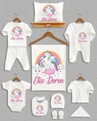 Gökkuşaklı Unicorn Tasarımı 11'li Organik  Hastane Çıkışı