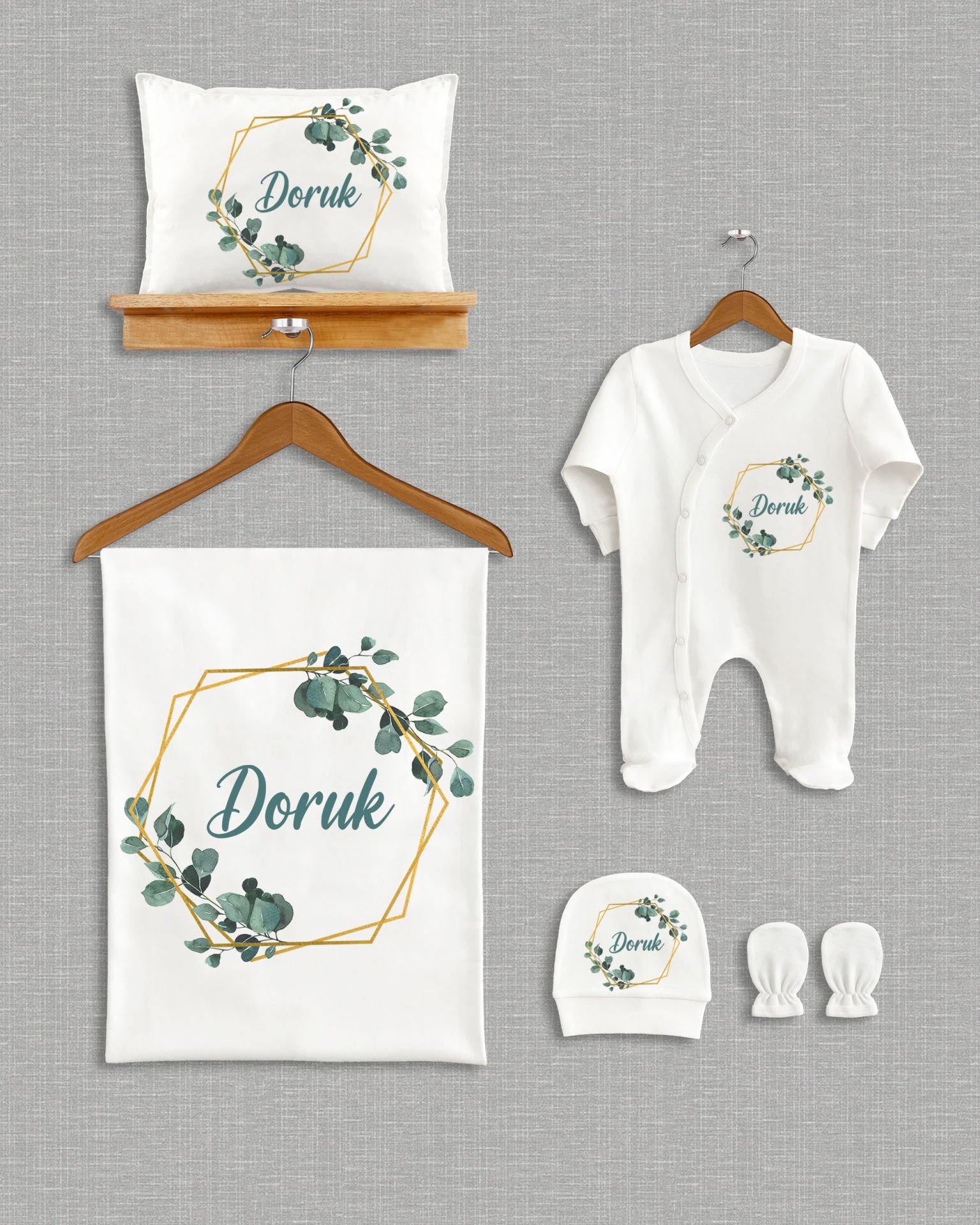 Yaprak Çelenk Tasarımı 5'li Organik  Hastane Çıkışı