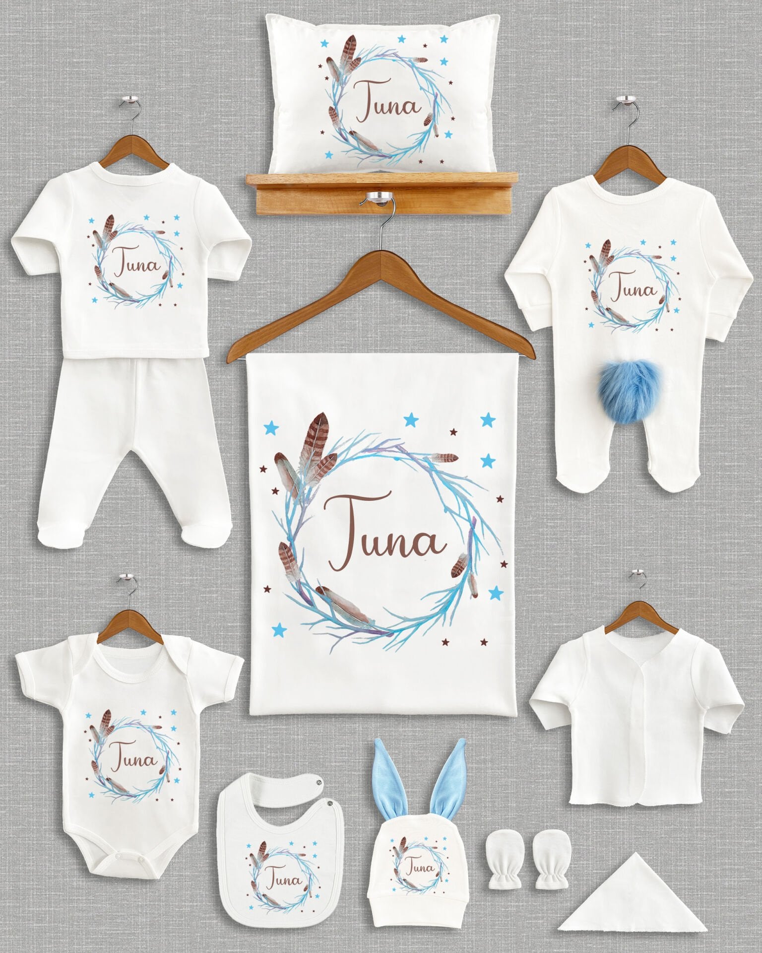 Çelenk Tasarımı Ponponlu Tavşan Kulaklı 11'li Organik Hastane Çıkışı