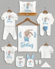 Sevimli Tavşan Tasarımı Ponponlu Tavşan Kulaklı 11'li Organik Hastane Çıkışı