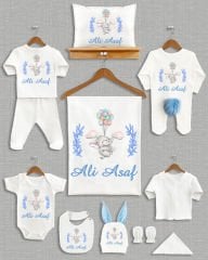 Balon Tutan Sevimli Fil Tasarımı Ponponlu Tavşan Kulaklı 11'li Organik Hastane Çıkışı