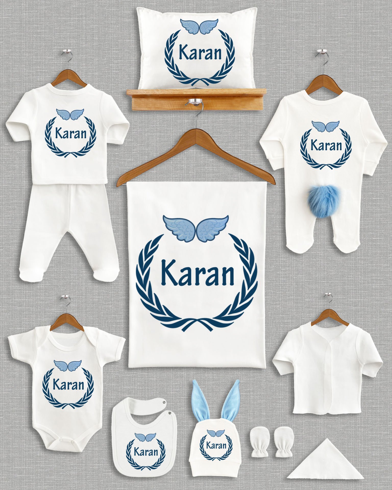 Çelenk Kanat Tasarımı Ponponlu Tavşan Kulaklı 11'li Organik Hastane Çıkışı