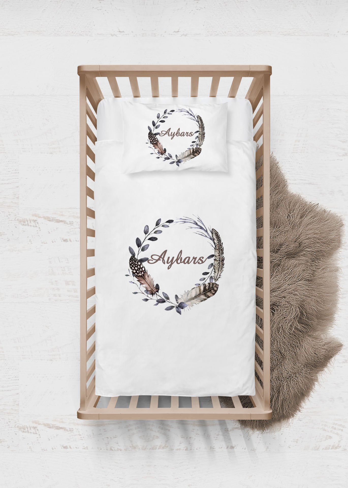 Tüylü Çelenk Tasarımı Nevresim Takımı