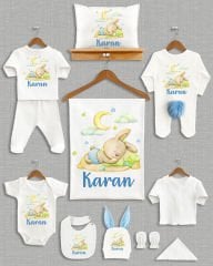 Sevimli Tavşan Tasarımı Ponponlu Tavşan Kulaklı 11'li Organik Hastane Çıkışı