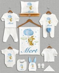 Balon Tutan Sevimli Tavşan Tasarımı Ponponlu Tavşan Kulaklı 11'li Organik Hastane Çıkışı