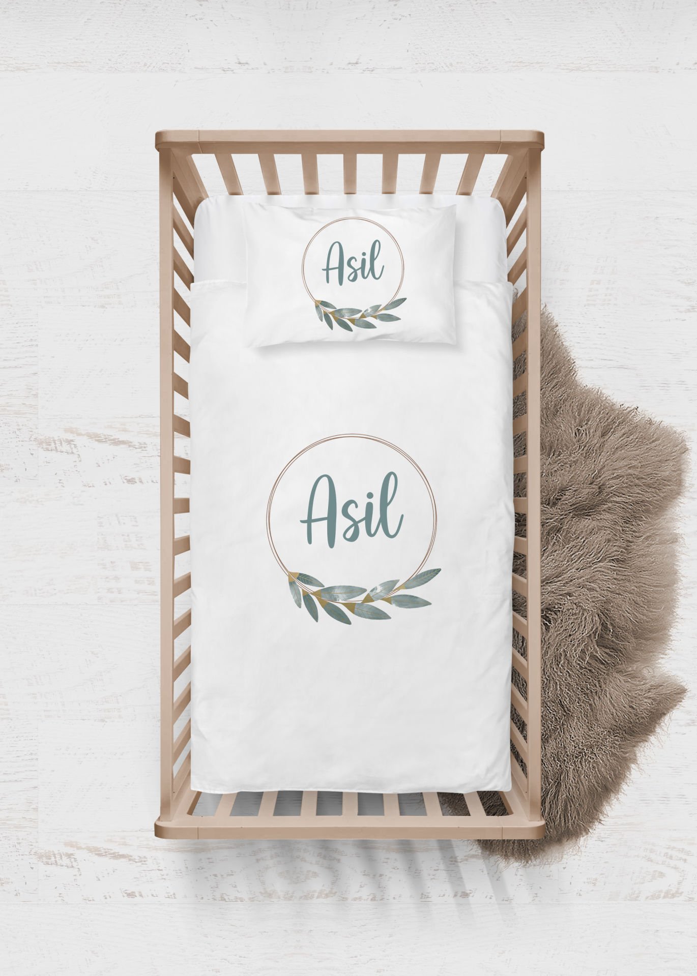 Soft Yaprak Çelenk Tasarımı Nevresim Takımı