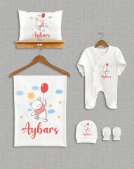 Balon Tutan Sevimli Ayıcık Tasarımı 5'li Organik Hastane Çıkışı