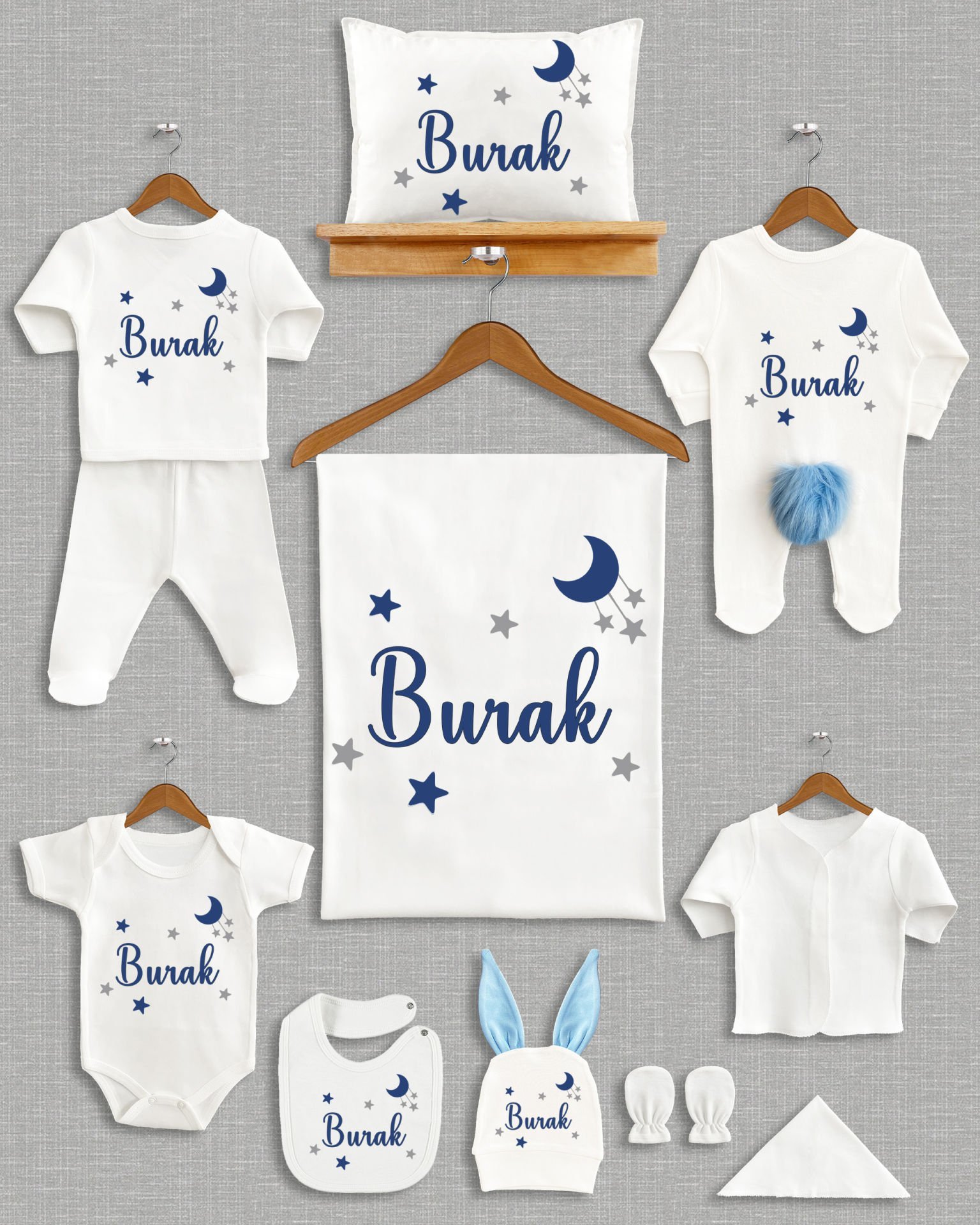 Yıldız Tasarımı Ponponlu Tavşan Kulaklı 11'li Organik Hastane Çıkışı