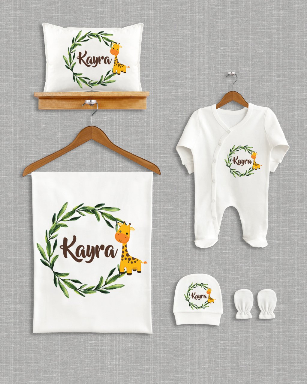 Sevimli Zürafa Tasarımı 5'li Organik Hastane Çıkışı