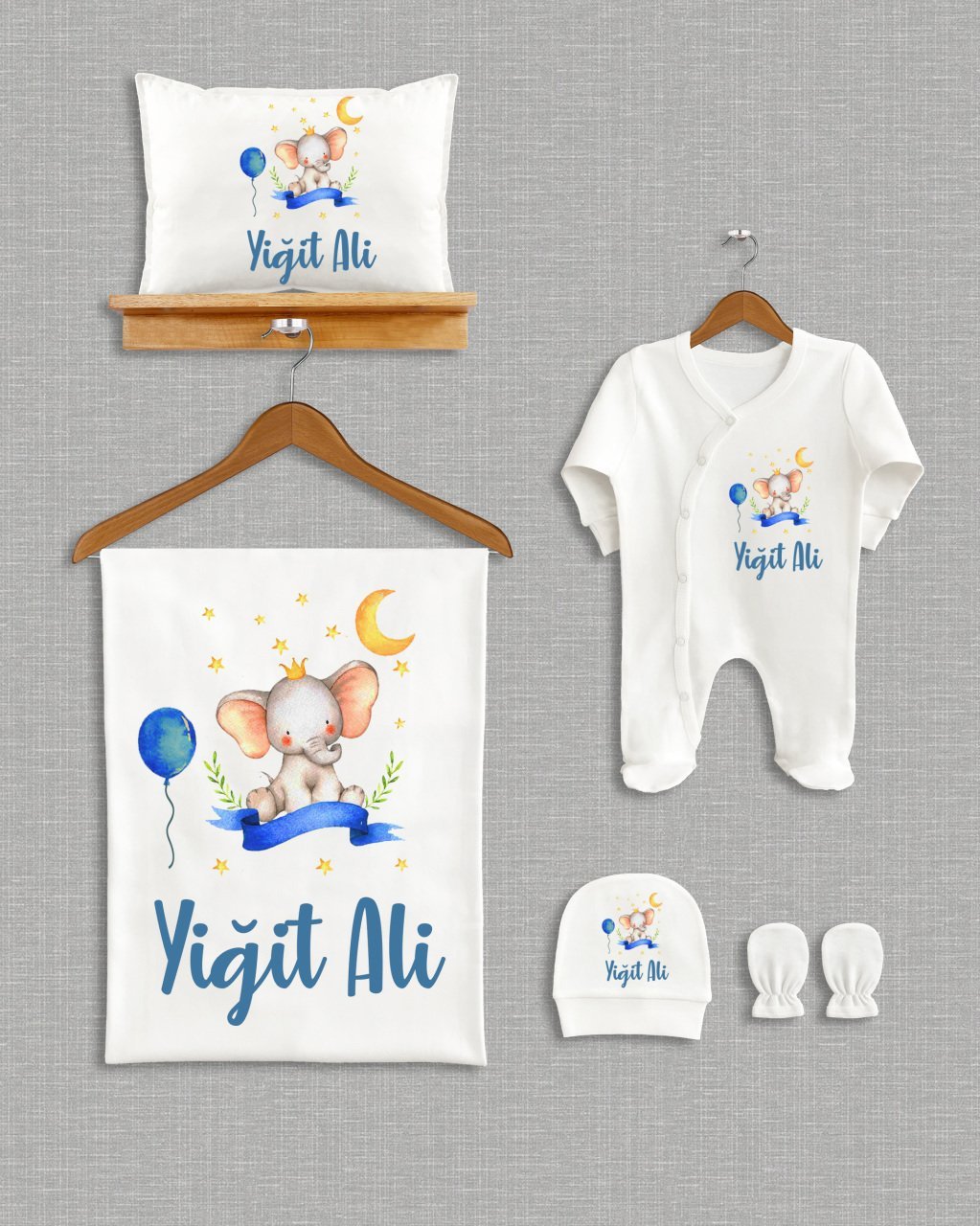 Sevimli Fil Tasarımı 5'li Organik Hastane Çıkışı