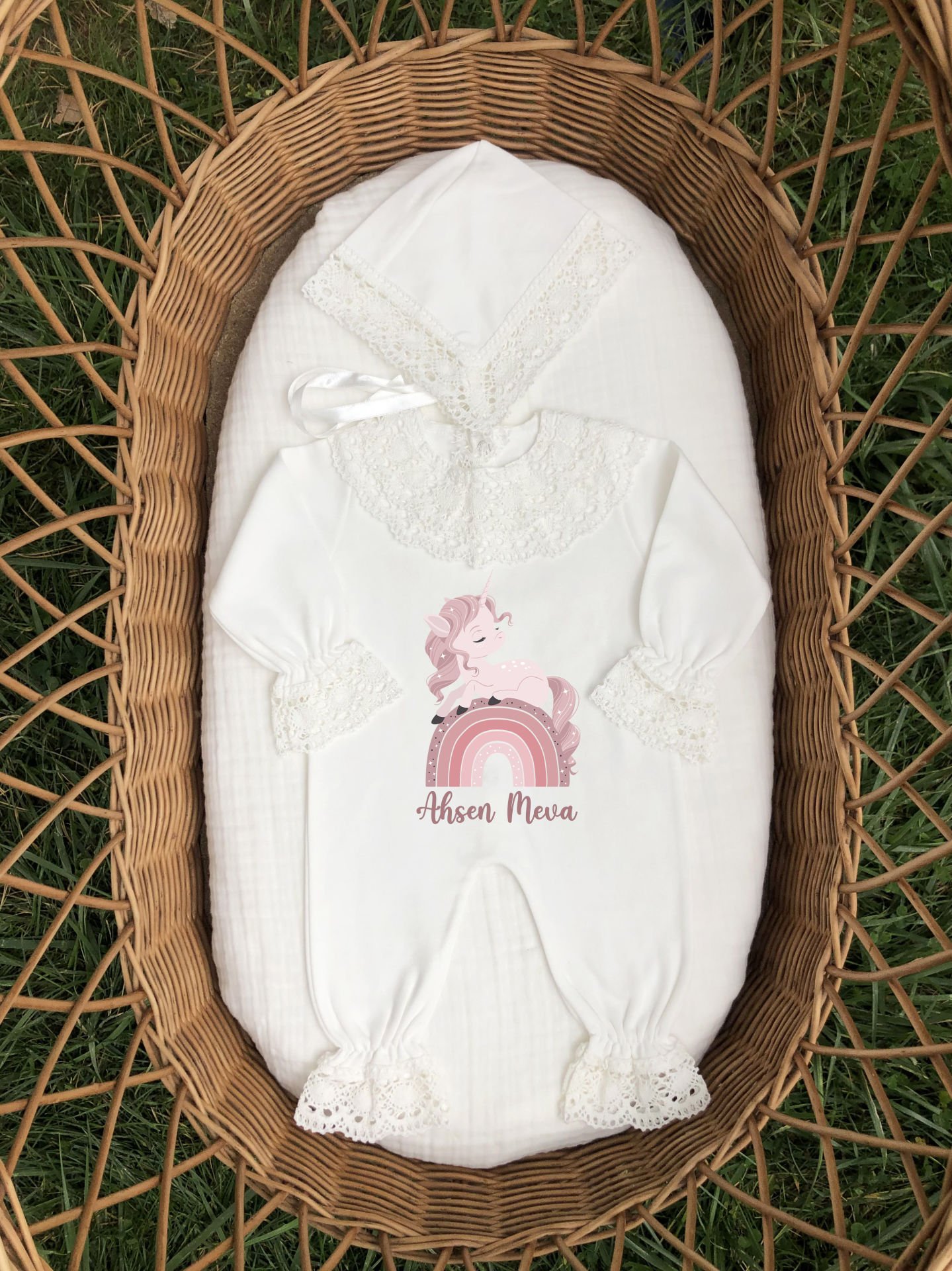 Unicorn Tasarımı Dantelli Tulum Seti