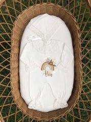 Gökkuşağı Tasarımı Dantelli Tulum Seti