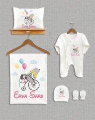 Bisikletli Sevimli Ayıcık Tasarımı 5'li Organik Hastane Çıkışı