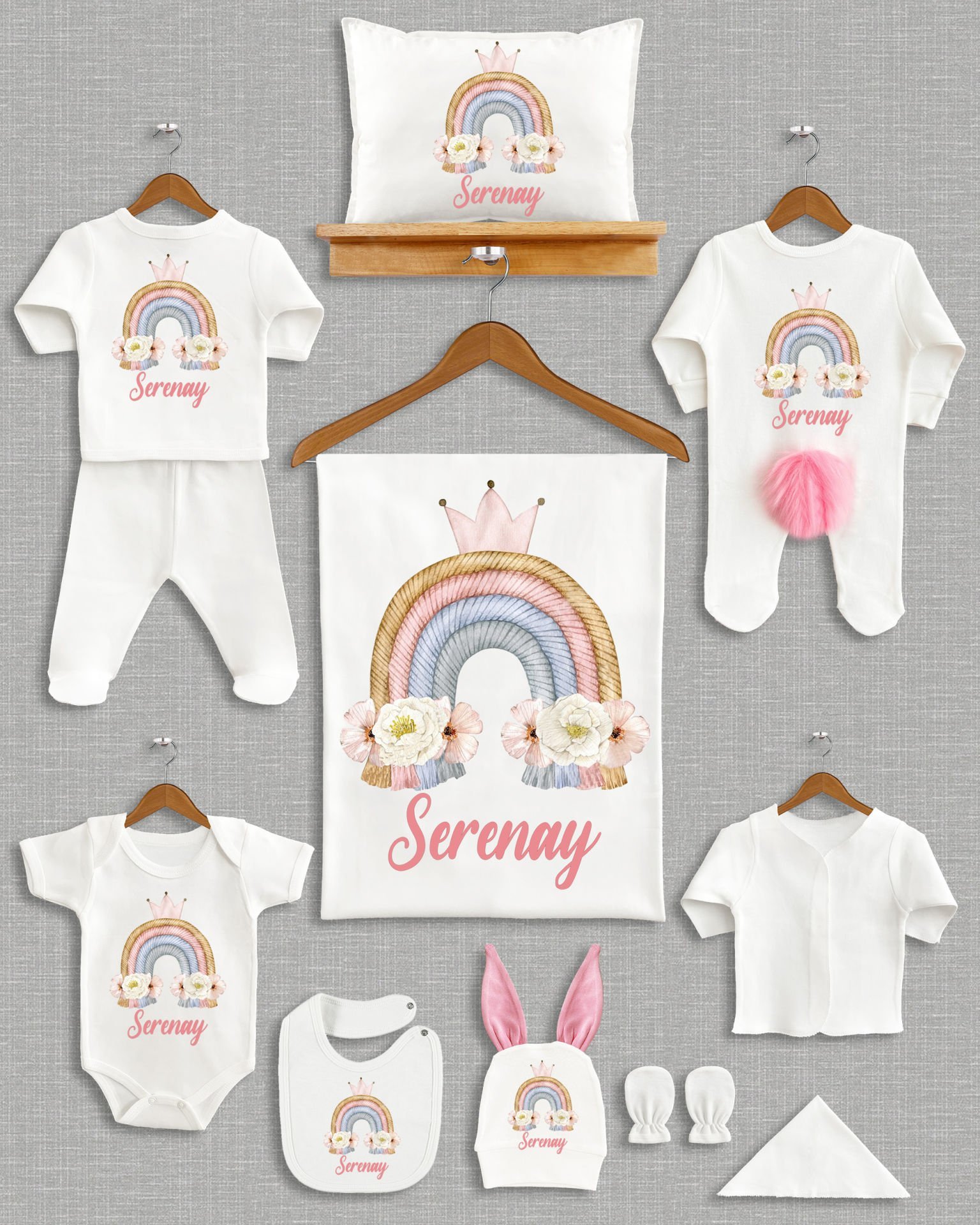 Gökkuşağı Ponponlu Tavşan Kulaklı 11'li Organik Hastane Çıkışı