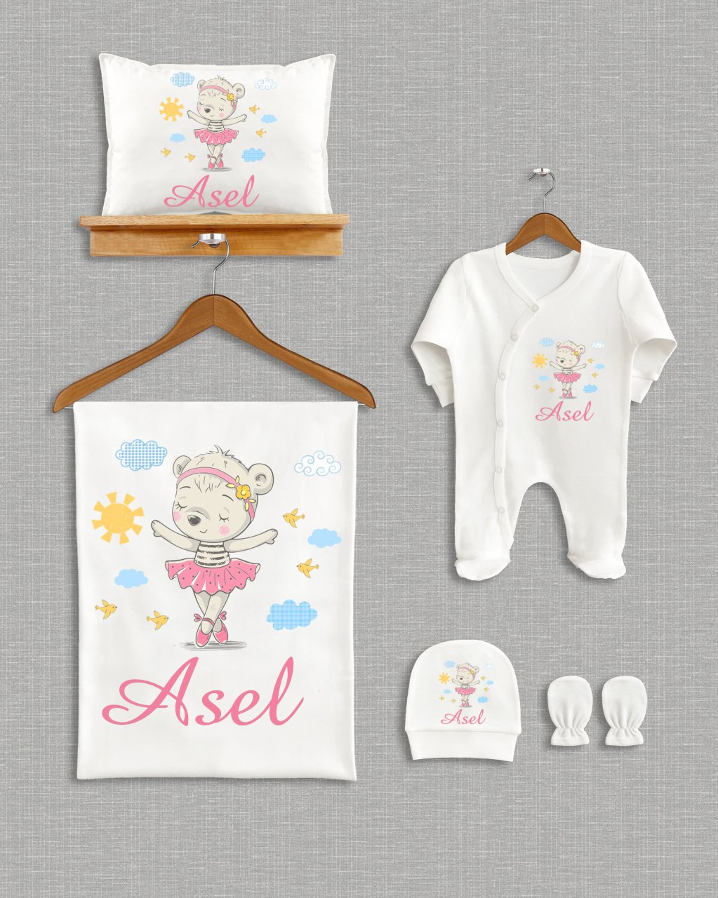 Sevimli Ayıcık Tasarımı 5'li Organik Hastane Çıkışı