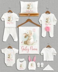 Tavşanlı Tasarım Ponponlu Tavşan Kulaklı 11'li Organik Hastane Çıkışı