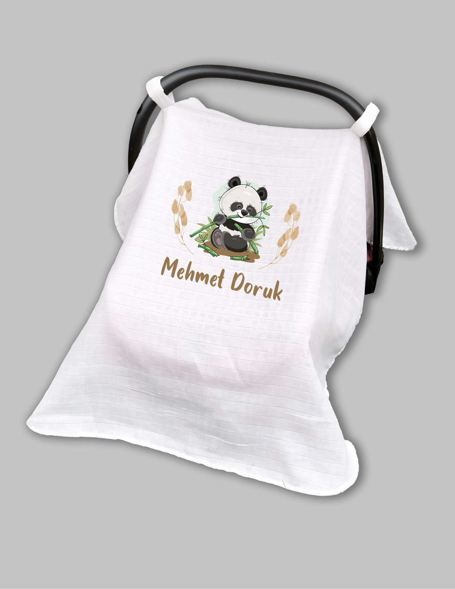 Sevimli Panda Tasarımı Müslin Puset Örtüsü