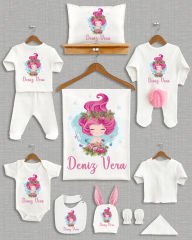 Deniz Kızı Tasarımı Ponponlu Tavşan Kulaklı 11'li Organik Hastane Çıkışı