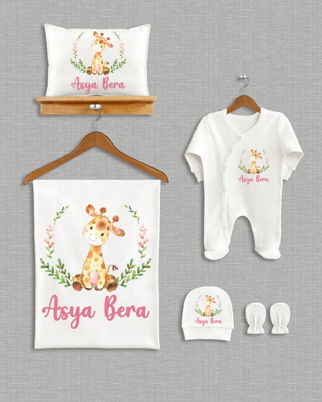 Sevimli Zürafa Tasarımı 5'li Organik Hastane Çıkışı