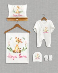 Sevimli Zürafa Tasarımı 5'li Organik Hastane Çıkışı