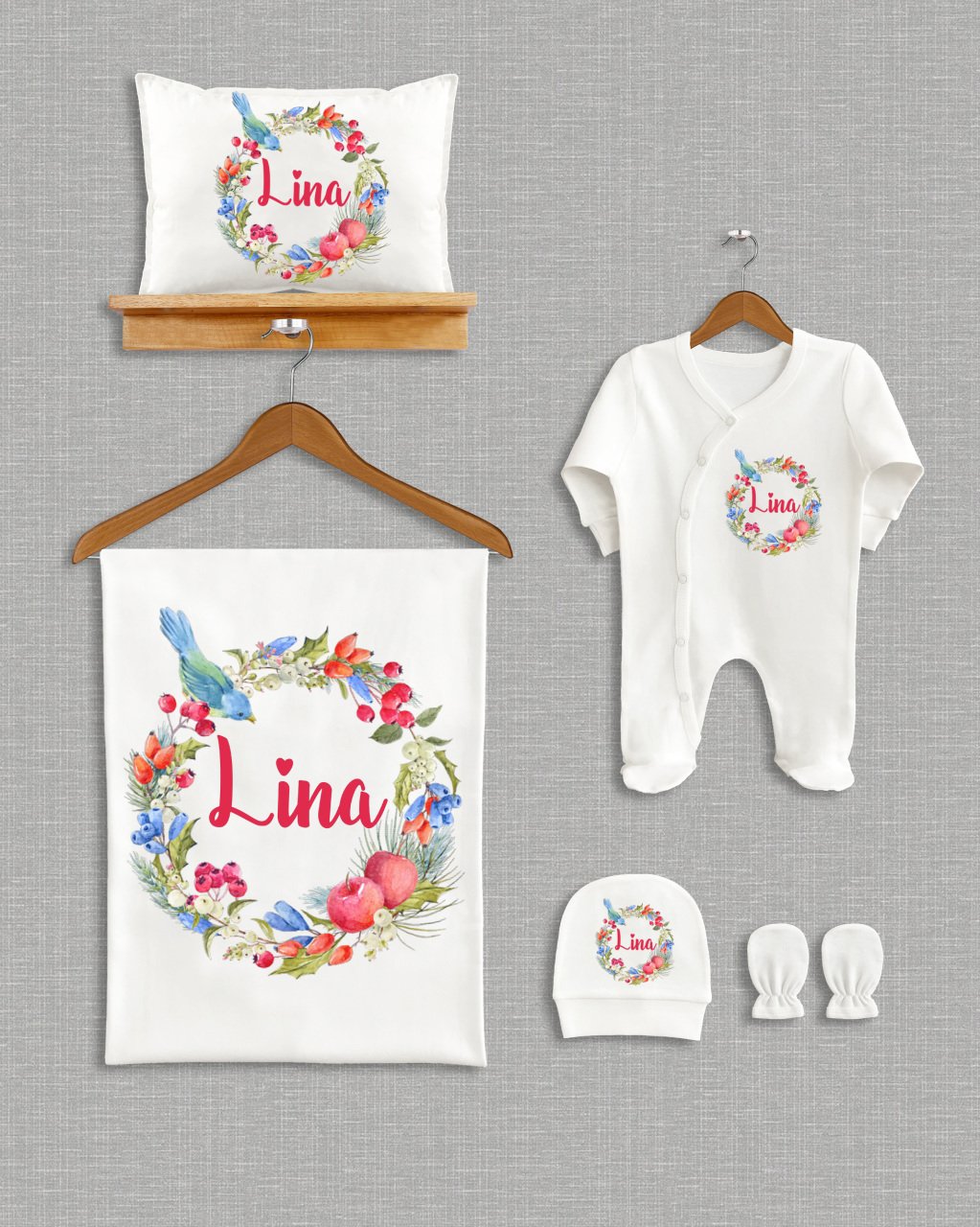 Çiçekli Tasarım 5'li Organik Hastane Çıkışı