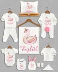 Kuğu Tasarımı Ponponlu Tavşan Kulaklı 11'li Organik Hastane Çıkışı